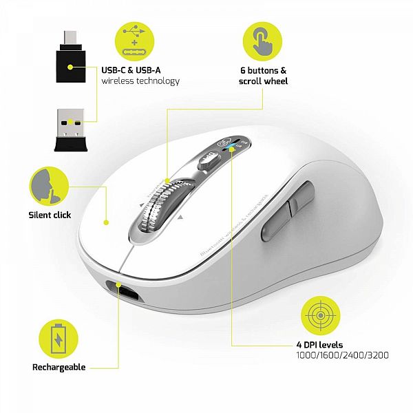 Miška Port Bluetooth expert Mouse bela