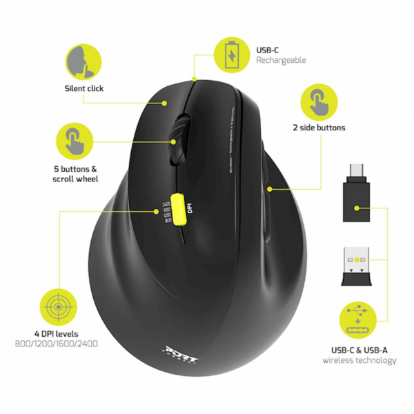 Miška PORT Miška PORT WL+BT po ergo , leva roka