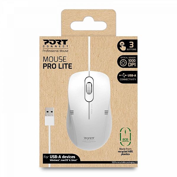 Miška PORT Pro lite bela