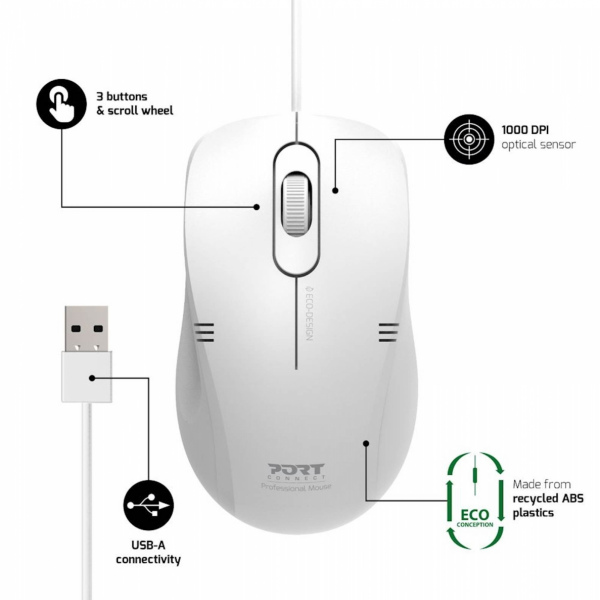 Miška PORT Pro lite bela
