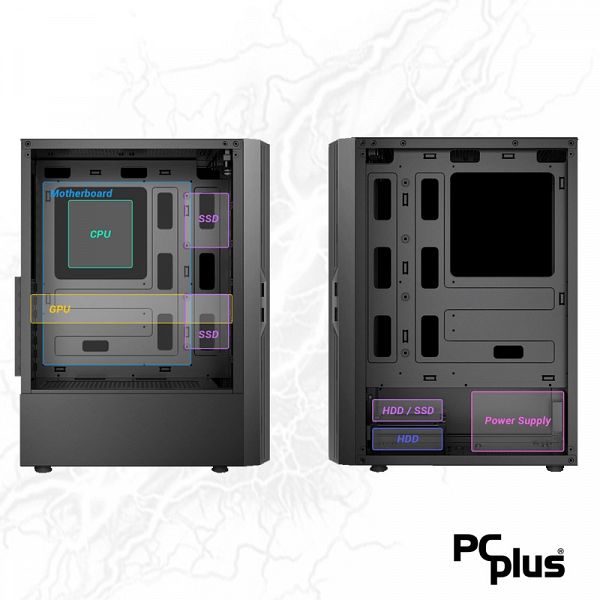 PCPLUS Storm i5-12400F 16GB 1TB NVMe SSD GeForce RTX 3060 OC 12GB RGB gaming namizni računalnik