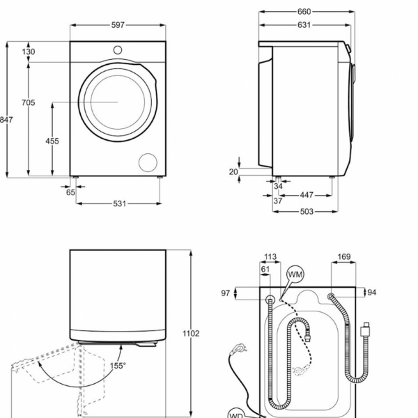 Pralni stroj Electrolux EW7F3614SUE. 10 kg, para