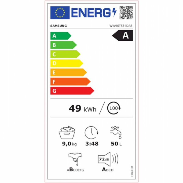 Pralni stroj Samsung WW90T534DAE/S7, Auto Dose, 9 kg