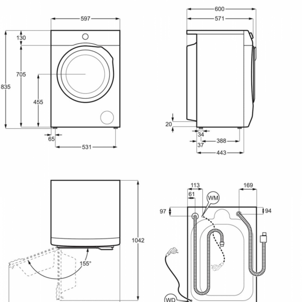 Pralno sušilni stroj Electrolux EW8WP261PB, 10+6 kg, para, WiFi, inverter