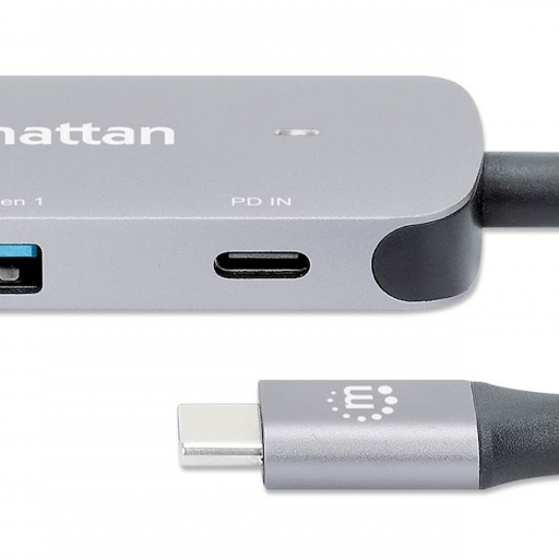 Priklopna postaja MANHATTAN 3-v-1 USB-C v HDMI sive barve