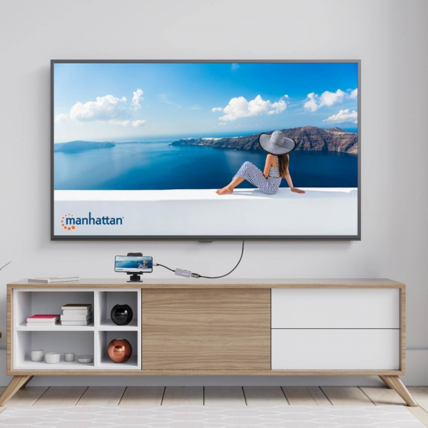 Priklopna postaja MANHATTAN 3-v-1 USB-C v HDMI sive barve