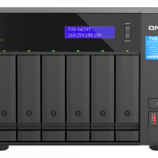 QNAP NAS za 6 diskov, 32GB ram; 2,5Gb mreža, Thunderbolt