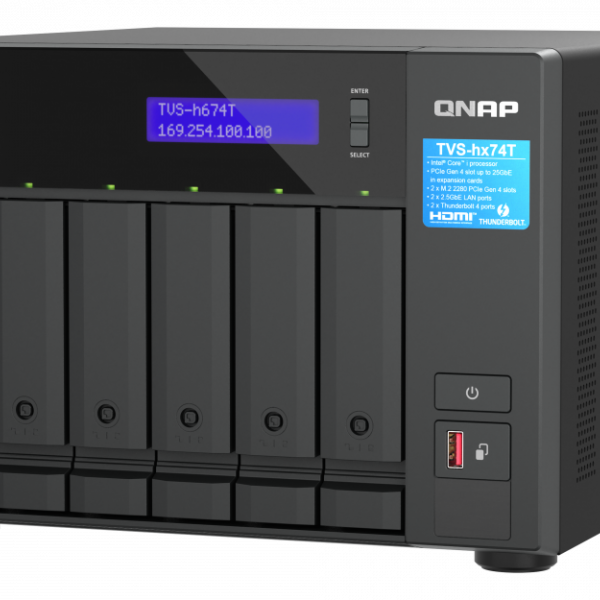 QNAP NAS za 6 diskov, 32GB ram; 2,5Gb mreža, Thunderbolt