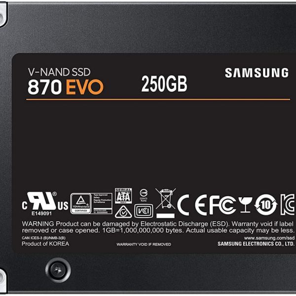 Samsung 250GB 870 EVO SSD SATA3 2.5 disk
