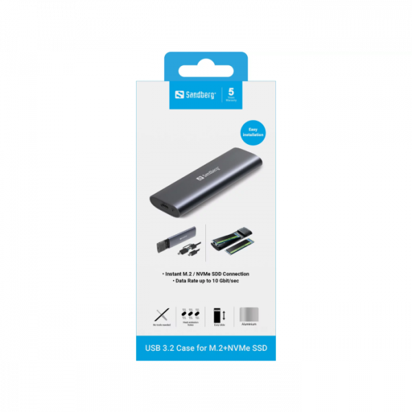 Sandberg USB 3.2 M.2 NVMe ohišje za SSD disk