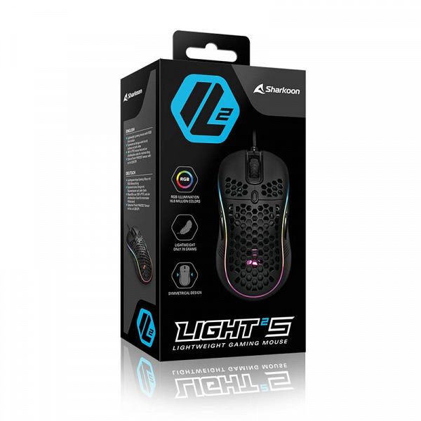 SHARKOON LIGHT² S USB optična gaming črna miška