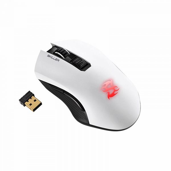 SHARKOON SKILLER SGM3 brezžična optična gaming bela miška