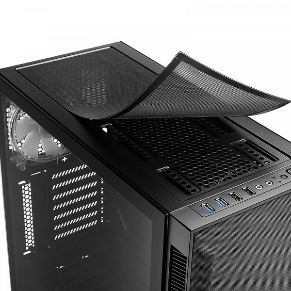 SHARKOON TG6M RGB ATX gaming okno črno ohišje