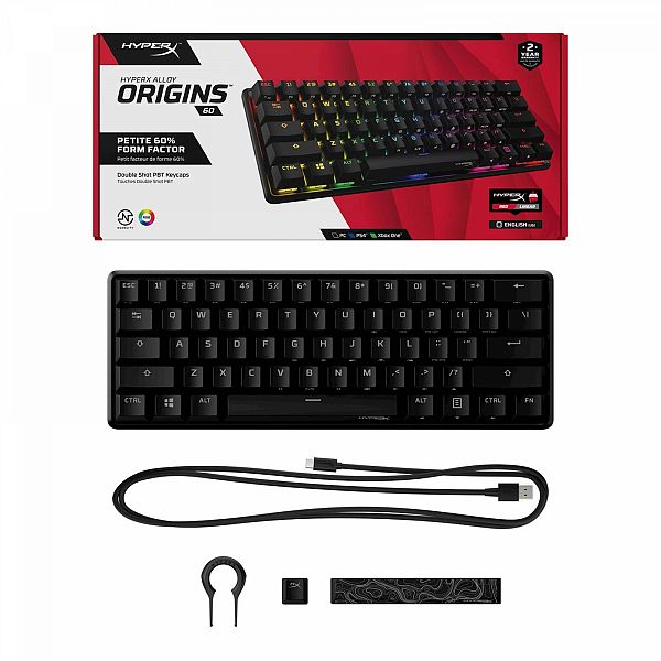 Tipkovnica HP HyperX Alloy Origins 60 RGB, manjši format, mehanična, HyperX Red, linear, US