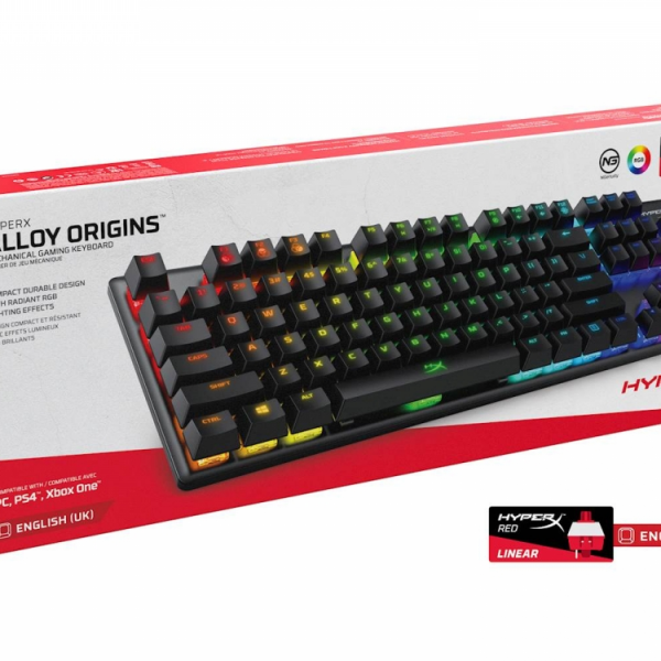 Tipkovnica HP HyperX Alloy Origins RGB, HyperX Red mehanična stikala,format polne velikost