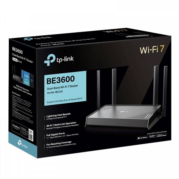 TP-LINK Archer BE220 WiFi7 BE3600 brezžični usmerjevalnik-router / dostopna točka