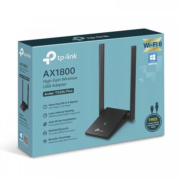 TP-LINK Archer TX20U AX1800 PLUS Wi-Fi 6 USB brezžična mrežni adapter