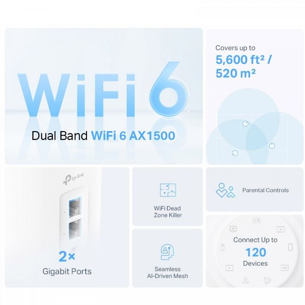 TP-LINK Deco X10 (3-pack) AX1500 Whole Home Mesh WiFi6 brezžični usmerjevalnik - router / dostopna točka-AP