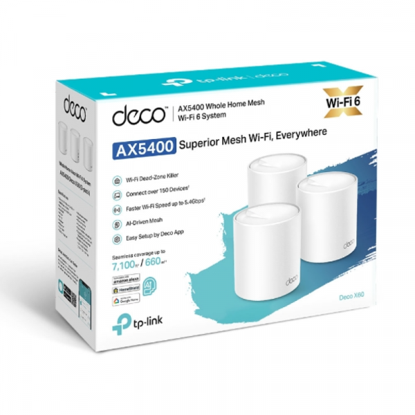 TP-LINK Deco X60 AX5400 domači Mesh Wi-Fi 6 sistem - 2 pack