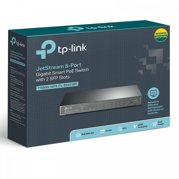 TP-LINK JetStream T1500G-10PS 8-port gigabit Smart 2x SFP 8x PoE 53W mrežno stikalo-switch