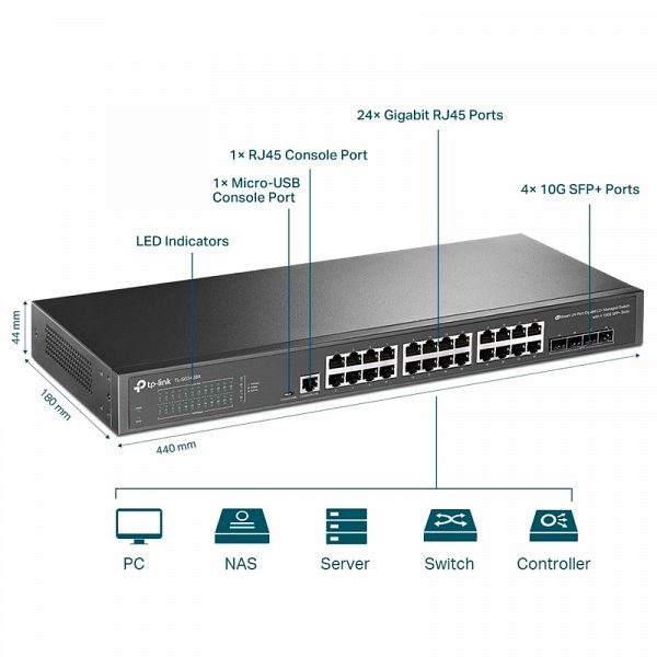 TP-LINK JetStream TL-SG3428X Gigabit L2+ Managed 24-port 4x 10Gbps SFP+ mrežno stikalo-switch