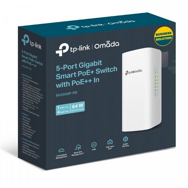 TP-LINK SG2005P-PD 5-Port Gigabit s 4-port PoE+ 64W zunanje PoE mrežno stikalo-switch