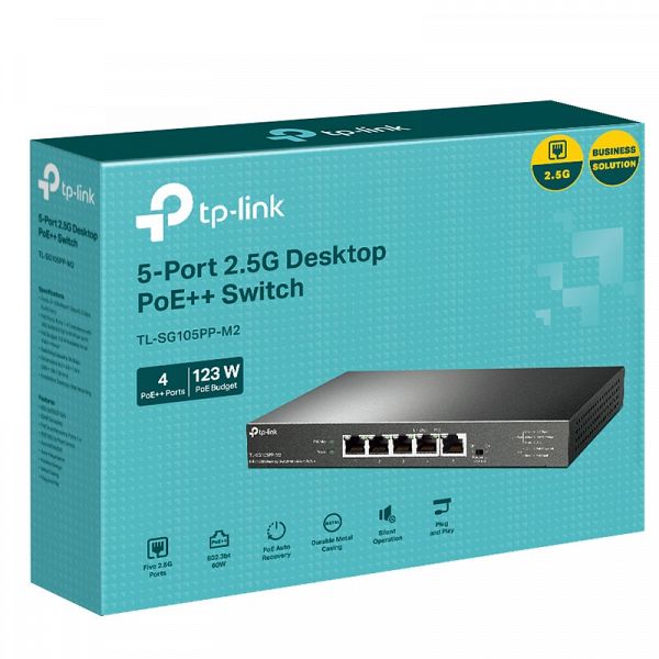 TP-LINK TL-SG105PP 5-port 2.5G Smart 2x SFP 4x PoE+ 53W mrežno stikalo-switch