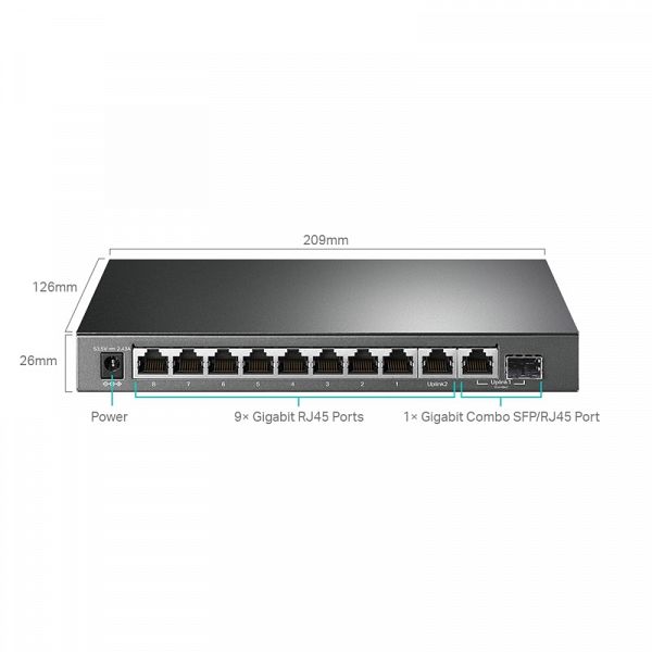 TP-LINK TL-SG1210MPE 10-Port Easy Smart Gigabit 8-Port PoE/PoE+ mrežno stikalo-switch