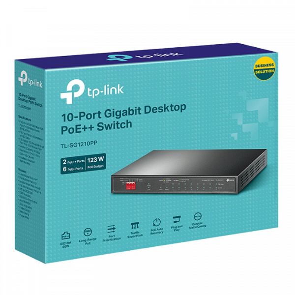 TP-LINK TL-SG1210PP 10-port Gigabit 6xPoE+/2xPoE++ 123W mrežno stikalo-switch