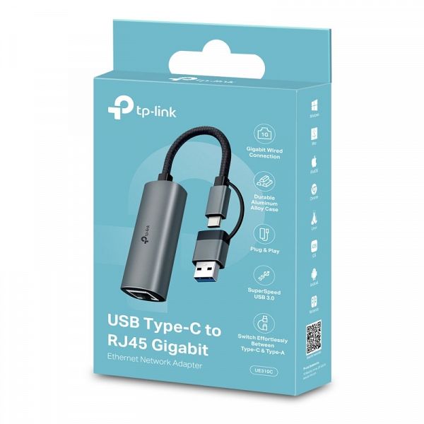 TP-LINK UE310C USB Type-C/A na RJ45 Gigabit Ethernet LAN adapter