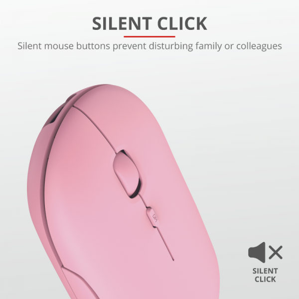 Trust Puck brezžična miška Bluetooth za polnjenje - roza 