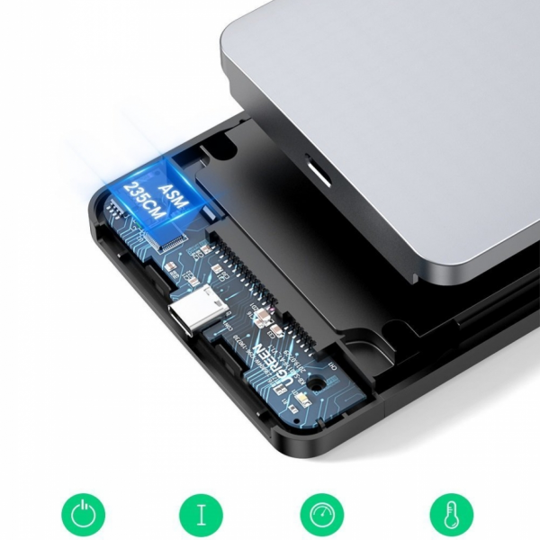 Ugreen 2.5'' SATA ohišje za disk srebrn - box