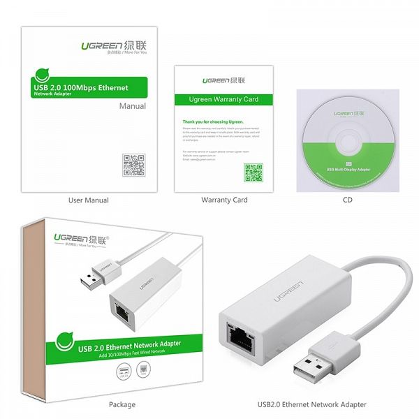 Ugreen Mrežna kartica USB-A 2.0 RJ45 10/100Mbps - box