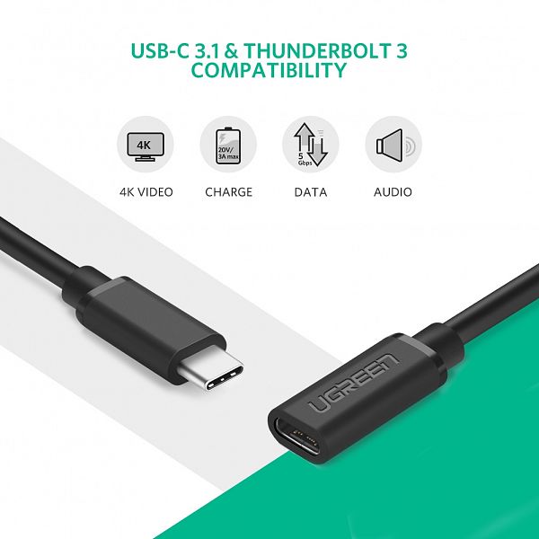 Ugreen podaljšek USB-C na USB-C 3.1 0.5m - polybag