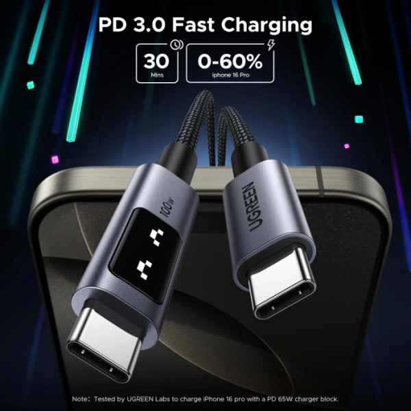 Ugreen Uno USB-C na USB-C polnilni kabel 100W, 1M