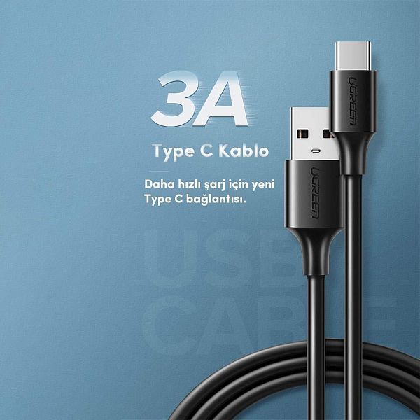UGREEN USB-A 2.0 na USB-C kabel 1.5m (črn) - polybag