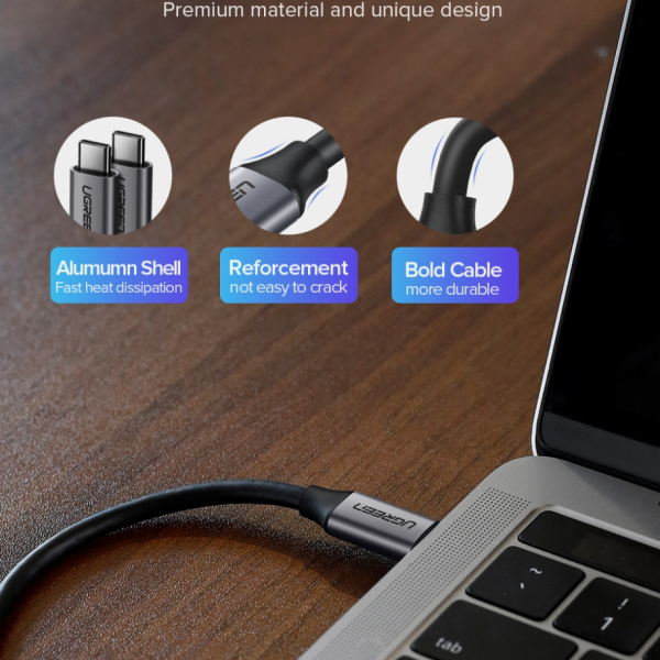 Ugreen USB-C 3.1 Gen1 3A 60W kabel, avdio+video, 1,5M