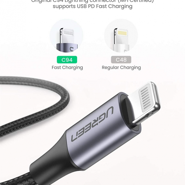 UGREEN USB-C na Lightning kabel 1,5m, Mfi certifikat - box