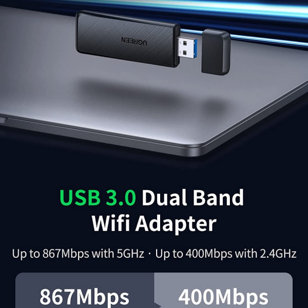 Ugreen USB WiFi adapter AC1300, 1300Mbps 802.11 Dual Band