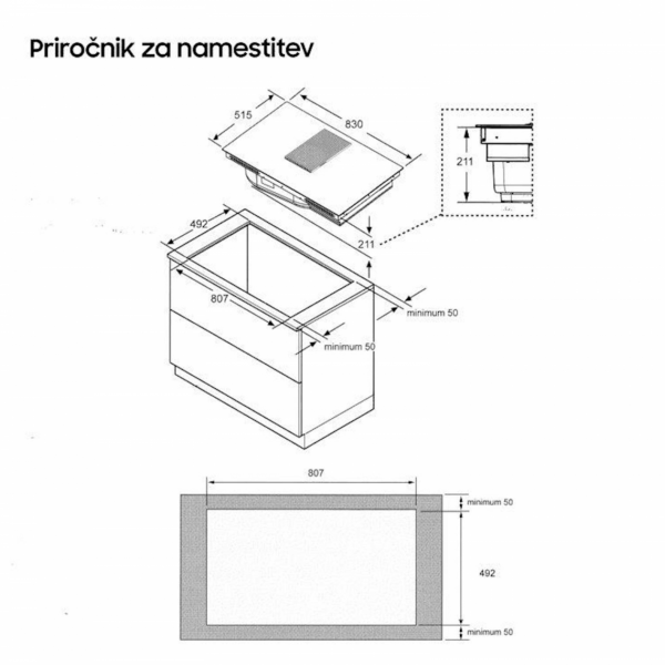 Vgr. kuhalna plošča z napo Samsung NZ84T9747VK/UR