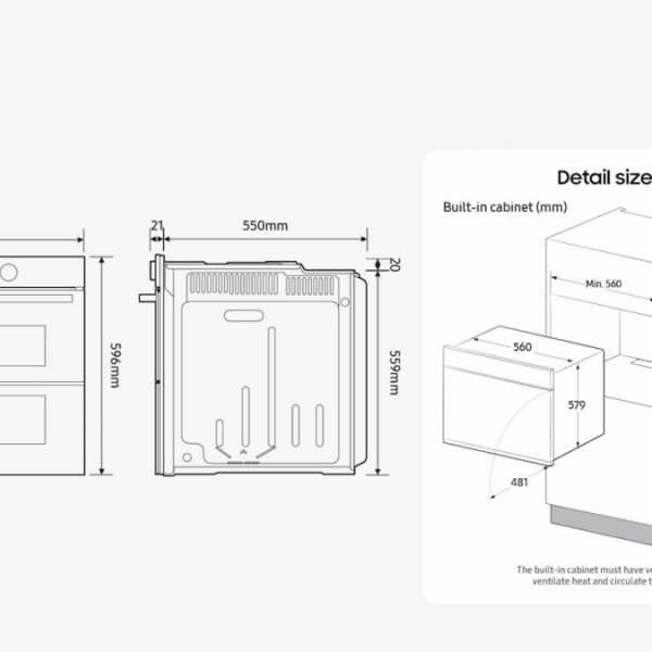 Vgradna pečica SAMSUNG NV7B5750TAK/U3, Bespoke, piroliza Dual Flex