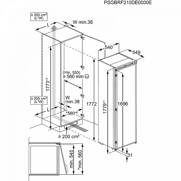 Vgradni hladilnik Electrolux ERD6DE18S1, enovratni, 177,2 cm