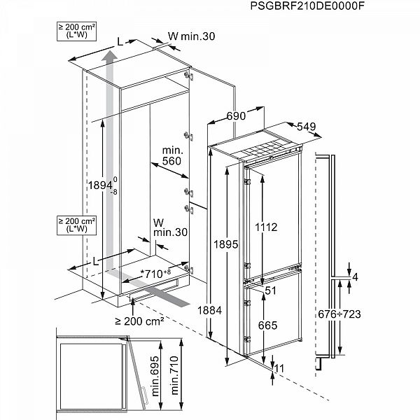 Vgradni kom. hladilnik Electrolux ENG7TE75S, 70 cm