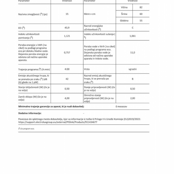 Vgradni pom. stroj Electrolux EEZ69410W, WiFi, inverter motor, 3 košare
