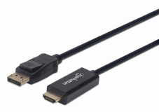 DisplayPort do HDMI kabel 1080p MANHATTAN, DP moški do HDMI moški, 3 m, črna