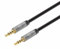Kabel 3,5 mm Stereo moški/moški MANHATTAN, 5 m, črno/srebrna