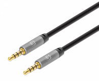 Kabel 3,5 mm Stereo moški/moški MANHATTAN, 3 m, črno/srebrna