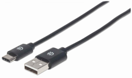 Kabel USB A/USB C MANHATTAN moški/moški, USB 2.0, 0,5m, črne barve