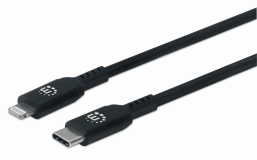 Kabel USB C/MFi-Certified 8-PinLightning MANHATTAN, moški/moški, 1m, črne barve