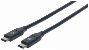 Kabel USB C/USB C SuperSpeed+ MANHATTAN moški/moški, USB 3.1 Gen 2, 0,5m, črne barve